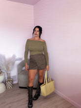 Load image into Gallery viewer, Odessa Asymmetric Plaid Wrap Skirt in Chocolate