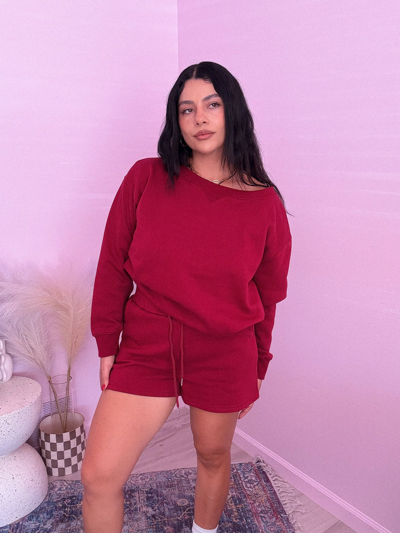 Jayla Ribbed Set in WINE