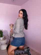 Load image into Gallery viewer, Plaid Button Down Shirred Waist Top