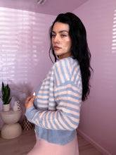 Load image into Gallery viewer, Fuzzy Knit Striped Cardigan in Blue/Pink