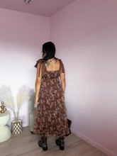 Load image into Gallery viewer, Autumn Romance Tiered Mesh Maxi Dress in Espresso Floral