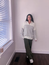 Load image into Gallery viewer, Half Zip Up Striped Knit Sweater