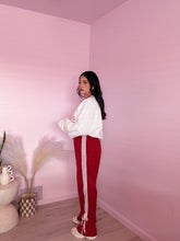Load image into Gallery viewer, Bowed Striped Track Pants in Rich Red