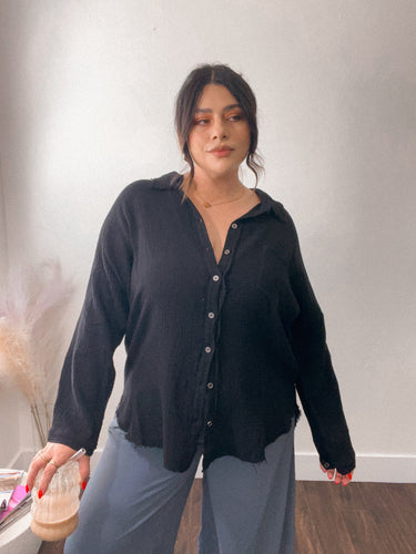 Double Gauze Buttondown Shirt *BLACK*