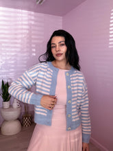 Load image into Gallery viewer, Fuzzy Knit Striped Cardigan in Blue/Pink