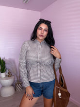 Load image into Gallery viewer, Plaid Button Down Shirred Waist Top