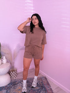 Juno Ribbed Set in BROWN