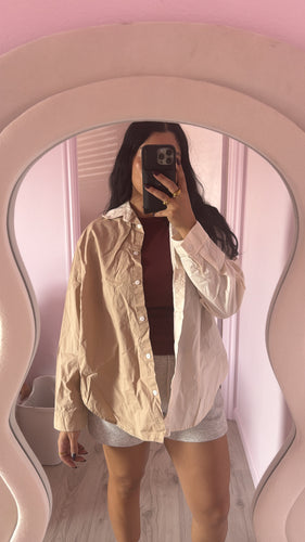 Colorblock buttondown shirt oversized fit (OVERSIZED SMALL)
