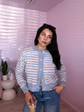 Load image into Gallery viewer, Fuzzy Knit Striped Cardigan in Blue/Pink