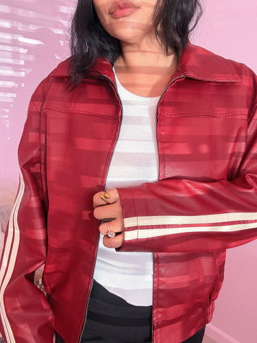 Faux Leather Jacket in Vintage Red