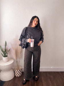 Leopard Printed Straight Pants in MOCHA