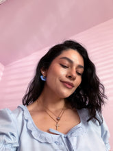 Load image into Gallery viewer, Blue Hydrangea Flower Earrings *18K Gold Plated*