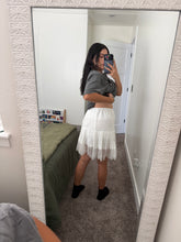 Load image into Gallery viewer, Lace satin layering skirt in white (Large)