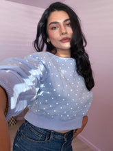Load image into Gallery viewer, Sophia Polka Dot Cropped Sweater in Baby Blue