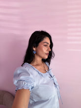 Load image into Gallery viewer, Blue Hydrangea Flower Earrings *18K Gold Plated*