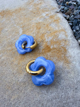 Load image into Gallery viewer, Blue Hydrangea Flower Earrings *18K Gold Plated*