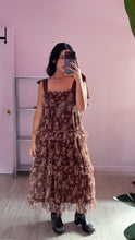 Load image into Gallery viewer, Autumn Romance Tiered Mesh Maxi Dress in Espresso Floral
