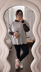 night out sheer long sleeve top (BLACK)