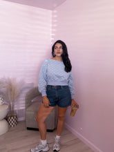 Load image into Gallery viewer, Sophia Polka Dot Cropped Sweater in Baby Blue