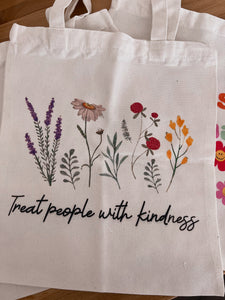 Treat people with kindness tote bag