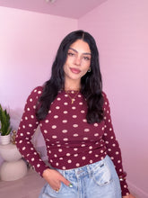 Load image into Gallery viewer, Robyn Polkadot Boat Neck Long Sleeve Top