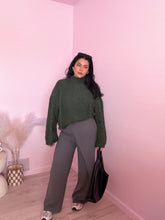 Load image into Gallery viewer, Asymmetrical Wrap Dress Pants in Heather Charcoal