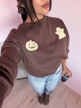Load image into Gallery viewer, Halloween Graphic Crewneck Sweater in Mocha *S-XL*