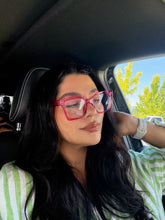 Load image into Gallery viewer, Oversized blue light blocker glasses in HOT PINK