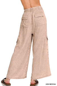 Ash Mocha Linen Cargo Pants