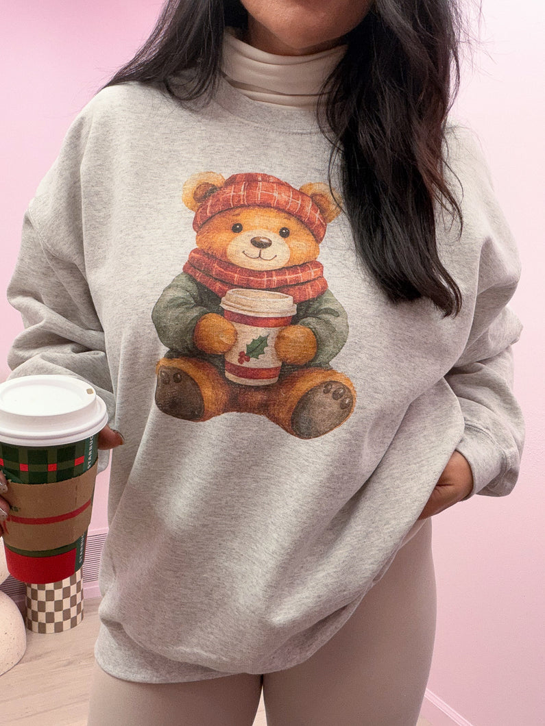 Winter Teddy Bear Graphic Crewneck Sweater