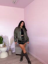 Load image into Gallery viewer, Olivia Faux Leather Bomber Jacket in Olive