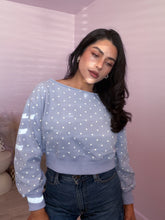 Load image into Gallery viewer, Sophia Polka Dot Cropped Sweater in Baby Blue