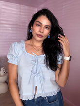 Load image into Gallery viewer, Blue Hydrangea Flower Earrings *18K Gold Plated*