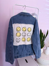 Load image into Gallery viewer, Smiley patch denim oversized jacket SIZE: LARGE