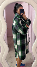 Load image into Gallery viewer, Long plaid coat green
