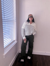 Load image into Gallery viewer, Half Zip Up Striped Knit Sweater