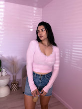 Load image into Gallery viewer, Lace Ribbed Top in BABY PINK *S-L*
