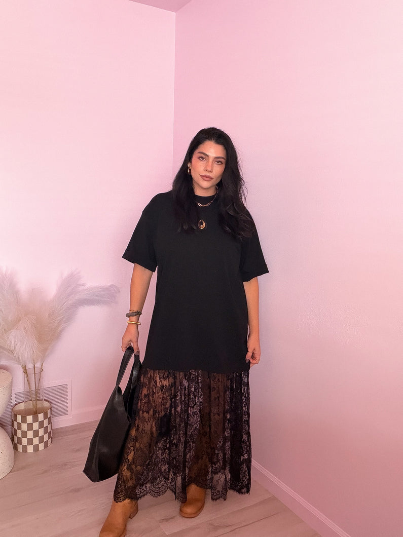 Nova Lace T-Shirt Maxi Dress