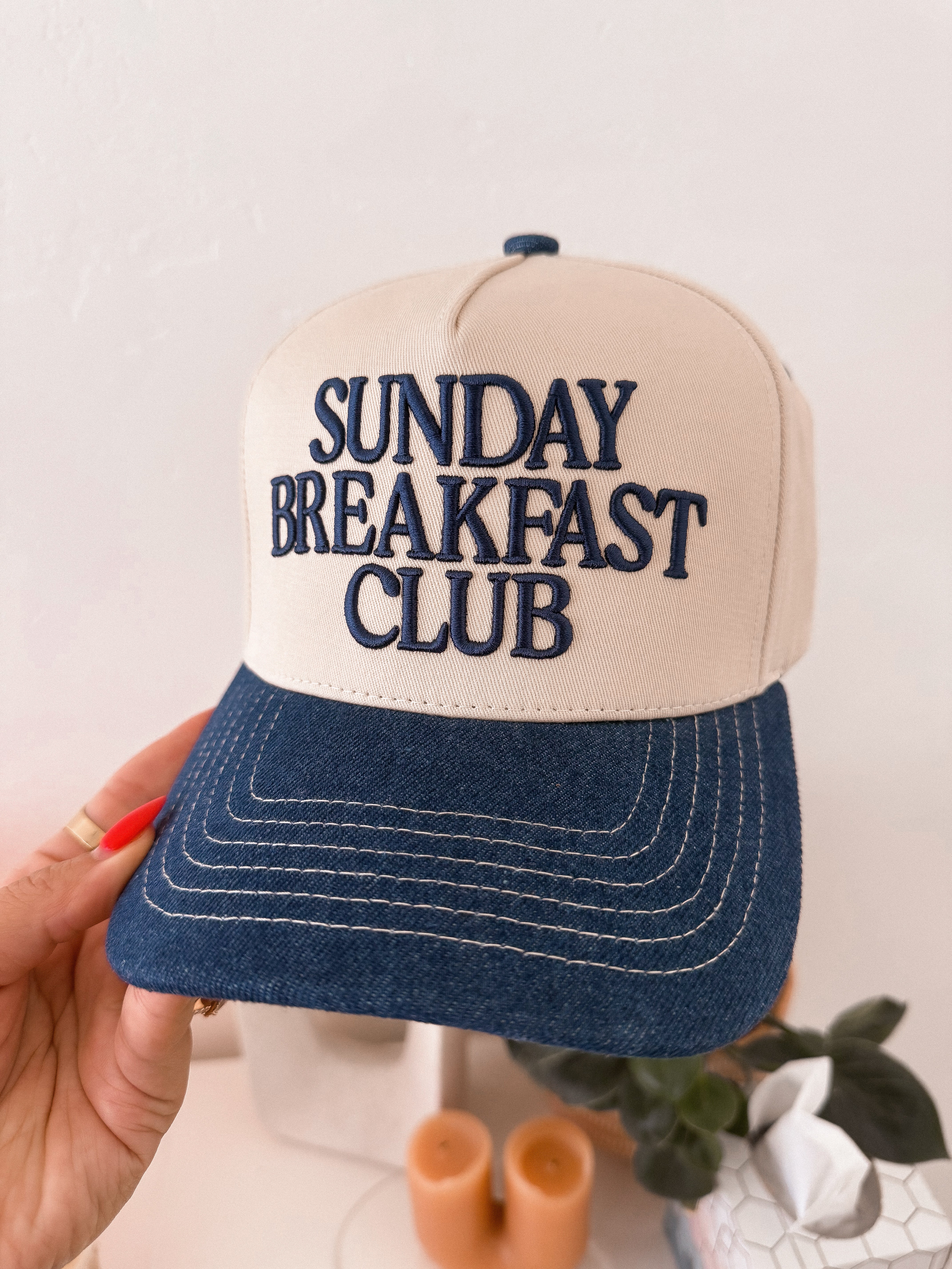Sunday Breakfast Club Two-Tone Trucker Hat – Shop Evelia Bella display picture 2