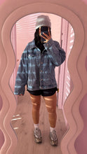 Load image into Gallery viewer, Smiley patch denim oversized jacket SIZE: LARGE