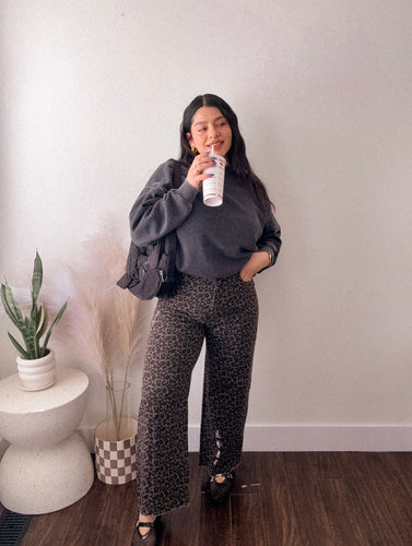 Leopard Printed Straight Pants in MOCHA