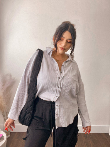 Double Gauze Buttondown Shirt *LIGHT GREY*