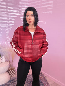 Faux Leather Jacket in Vintage Red