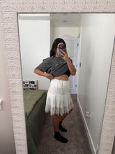 Load image into Gallery viewer, Lace satin layering skirt in white (Large)