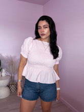 Load image into Gallery viewer, Babydoll Wrinkled Top in Pale Pink