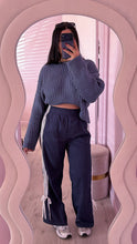 Load image into Gallery viewer, Elliana Boat Neck Chunky Cropped Sweater in Dusty Blue