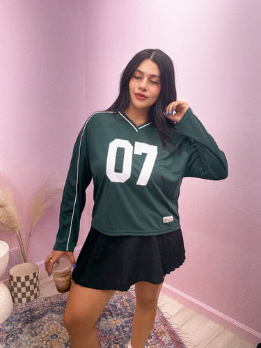 Long Sleeve Sports Mesh Jersey in Green