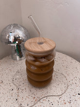 Load image into Gallery viewer, Bubbly iced coffee glass cup *with lid &amp; straw*