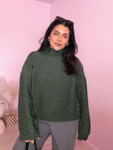 Load image into Gallery viewer, Chunky Cable Knit Sweater in Forest Green