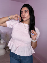 Load image into Gallery viewer, Babydoll Wrinkled Top in Pale Pink